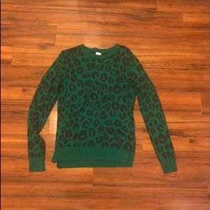 Target Green Leopard Crew Neck Sweater